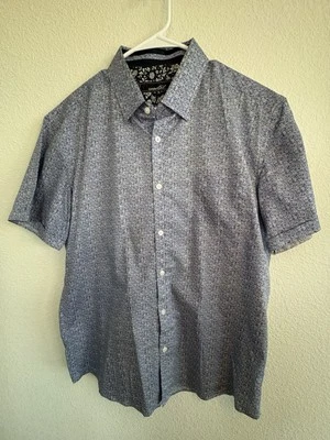 Coastal Mens Lightweight Blue Floral Short-Sleeve Button-Up Shirt XL - Image 1 of 4