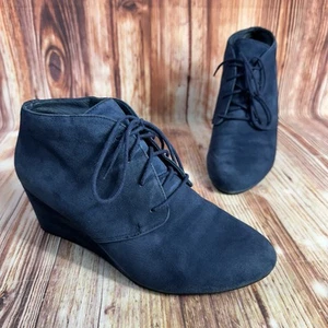 Vionic BECCA Womens Size 10 Blue Suede Wedge Heel Ankle Boots Booties Shoes - Picture 1 of 9