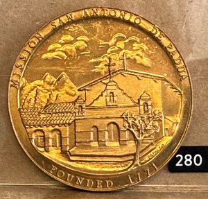California Mission San Antonio de Padua Medal Bronze Beautiful Toning Ser #1247 - Picture 1 of 3