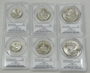 1975('76) The Lost Year Complete 6-pc P&D Mint Set 25C,50C,$1 PCGS BU - Picture 1 of 18