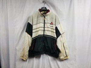 VTG 80's Le Coq Sportif Track Windbreaker Jacket Size XXL Black Beige Full Zip - Picture 1 of 17