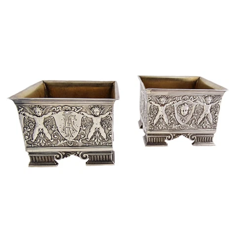 Pair John Wendt N.Y. Sterling Salt Cellars c. 1865 Cover