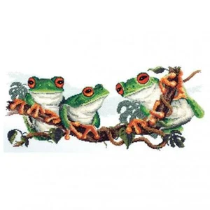 Country Threads Cross STITCH KIT GREEN FROGS 20X44CM Australian - Bild 1 von 1