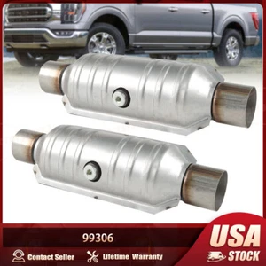 Pair 2.5" Catalytic Converter Universal Fit EPA Approved Weld-On Stainless Steel - Foto 1 di 9