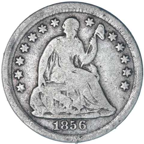 1856 (P) Seated Liberty Half Dime 90% Silver Very Good VG See Pics T252 Cover