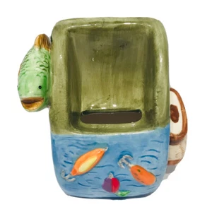 Cell Phone Holder Fishing Themed Ceramic Vintage 90s FIGI - Picture 1 of 10