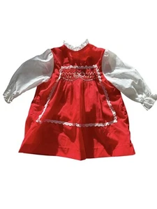 Vintage Polly Flinders Dress Toddler Girl 2T Red Hand Smocked Cute Cottage - Picture 1 of 5