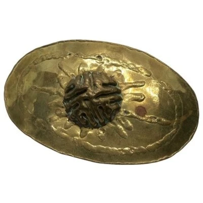 Fivela de cinto vintage de latão dourado Espanha, exclusiva - Imagem 1 de 4