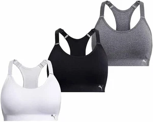 Womens Puma Performance 2 Pack Sports Bra Bras Black White Gray Medium - Picture 1 of 1