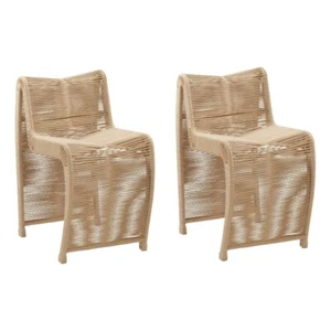 Boraam Lorenzo Rope and Metal Counter Stool in Tan Finish Set of 2 - Picture 1 of 14