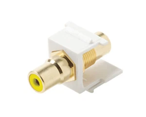 Steren Keystone Snap-in RCA Jack Adapter Gold with Yellow Insulator White - Picture 1 of 1