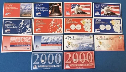 1999 and 2006 USA 16 Uncirculated P & D Mint Sets Cover