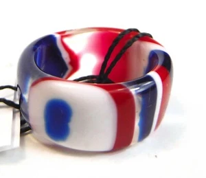 Anillo Sobral Marianne Rika Rojo Blanco y Azul Remolino Hecho por Artista Talla 8.25 - Imagen 1 de 8