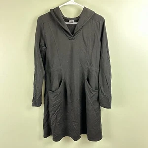 Ibex Black Long Sleeve Pockets Merino Wool Dress Womens Large Cowl Pockets Tie - Picture 1 of 11