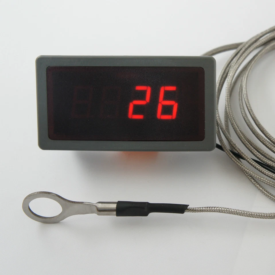 DIGITAL LED TEMPERATURE GAUGE KIT 3M SENSOR CABLE HT. 10MM FITTING VINTAGE CARS - Image 1 of 1