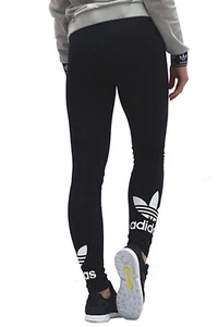 ORIGINAL ADIDAS WOMENS TREFOIL LEGGINGS BOTTOMS BLACK 8,10,12,14,16 - Picture 1 of 1