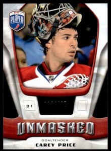2009-10 Upper Deck Be A Player Goalies Unmasked Carey Price /499 Montreal