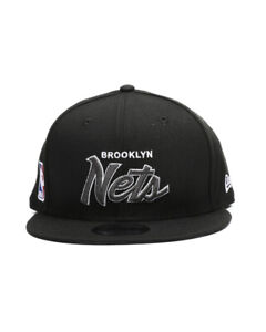 Men's New Era Black/White 9Fifty NBA Brooklyn Nets Script Up Snapback