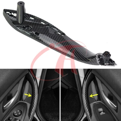 4x Carbon Internal Door Inside Pull Handle For BMW F34 F30 F31 F80 F82 F32 F35 - Imagem 1 de 4