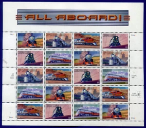 All Aboard Trains Railroads Stamp Sheet Scott 3333 - 3337 - Picture 1 of 1