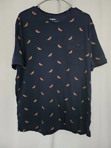EXPRESS Mens Navy Blue Watermelon All Over Print Short Sleeve Tee Shirt Size XL - Picture 1 of 7