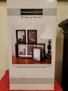 Melannco Dark Walnut Shadow Box Collage Frame w/ 3 Interlocking 4" x 6" Frames   - Picture 1 of 4