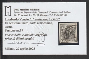ANTIKE STAATEN LOMBARDEI VENETO 10 CENT SCHWARZ MASCHINENPAPIER REF 1286 - Bild 1 von 3