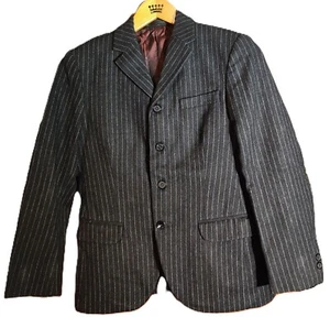 Vintage Teen Blazer Chalk Stripe West of England Wool Cloth Swedish Tailoring - Picture 1 of 4