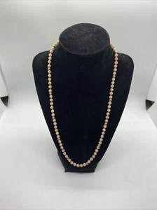 Genuine Pink Angel Skin Coral And 14k Yellow Gold Bead Necklace - Picture 1 of 5