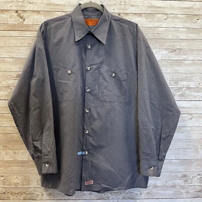 Red Kap Mens L Shirt Work Blue Long Sleeve Button Up Double Pockets Soft Stripe - Image 1 of 4