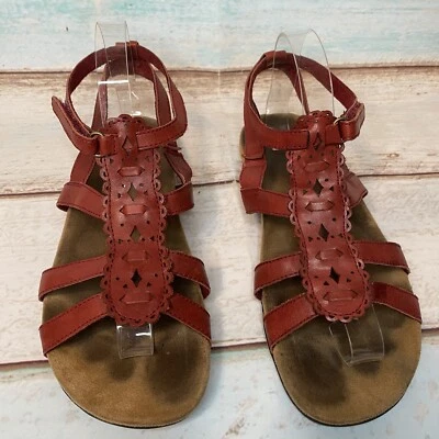 Sandalias Minnetonka rojas con tiras punta abierta talla 9 Foto 1 de 4