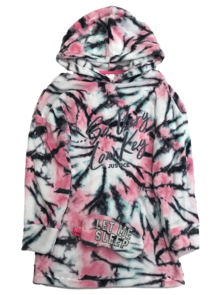 Conjunto camisón de dormir Justice Girls rosa de felpa tie dye llave muy baja Foto 1 de 2