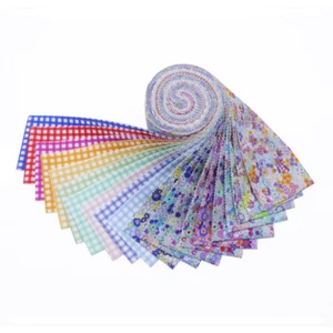 CraftsFabrics 2.5'' x 44'' Floral & Checkered 20Pcs 100% Cotton Jelly Roll Strip - Picture 1 of 3