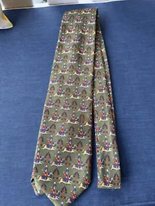 Harrods Silk Necktie Soldier On Horse Made In England - Picture 1 of 10