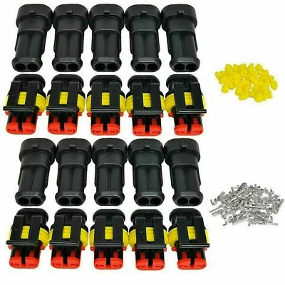 10Kit 12V 2Pin Cable Wire Connector Plug Waterproof Sealed For Electrical Car UK - Image 1 of 4