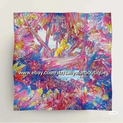 Sallys Estampado Cristal 18 Momme Sarga Seda Envoltura Bufanda Estola Doble Cara Mantón 35" Foto 1 de 4