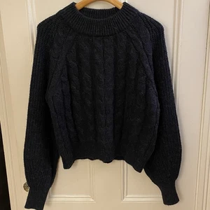 Free Assembly Pullover Damen XL Navy Mock Alpaka Wolle Fischer Strick Coast Crop - Bild 1 von 10