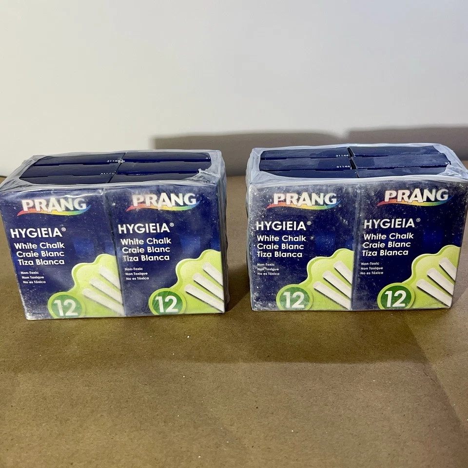 Prang Hygieia 2 Boxes of 12 White Dustless Chalk for 24 Sticks Total