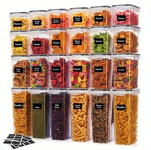 24x Airtight Food Storage Container Set Kitchen Pantry Dry Food Cereal Dispenser - Picture 1 of 7