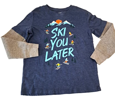 Jumping Beans "Ski You Later" Camiseta Manga Larga Niños 7 Invierno Nieve Informal Foto 1 de 3