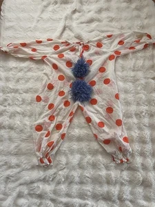 Vintage Kinder Clown Overall Kostüm Halloween Gr. 5/6 Unisex orange gepunktet - Bild 1 von 8