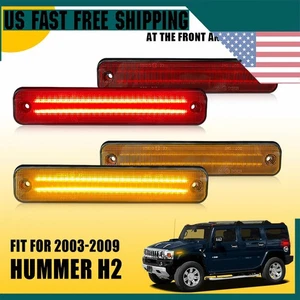 4x LED Side Marker Lights Front & Rear Set Amber Red Fit For 2003-2009 Hummer H2 - Picture 1 of 14