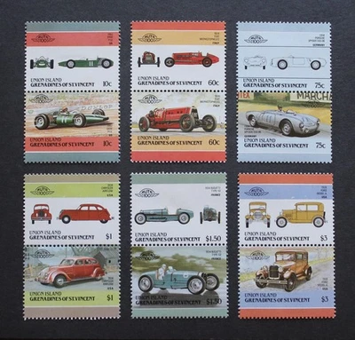 ST. VINCENT UNION ISLAND - 1986 SCARCE CLASSIC CARS SET TO $3 SE-TE PAIRS MH RR - Image 1 of 2