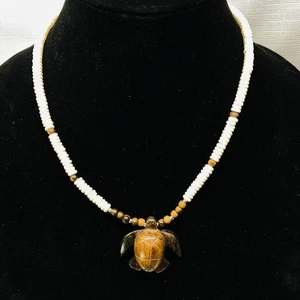 Holz Meeresschildkröte Anhänger Halskette Muschel Perlen Tribal Strand Surfer Stil - Bild 1 von 8