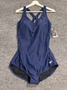 Traje de baño Speedo 18 azul marino UPF 50+ protección $69,50 corte conservador - Imagen 1 de 9
