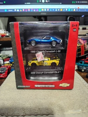 Chevy Corvettes 2009 Greenlight Collectibles de fábrica paquetes de 2 1/64 como nuevo raro Foto 1 de 4
