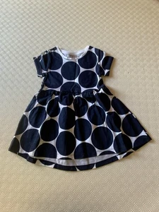 Next Girls Navy Spotty Dress Age 12-18 Months - Picture 1 of 2
