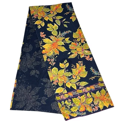 April Cornell Floral Leaves Berries Black Table Runner Cotton 13 in x 70 in Mood - Image 1 of 4