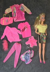 Vintage 1980s Barbie Doll With Rockers Clothes Lot - Picture 1 of 3