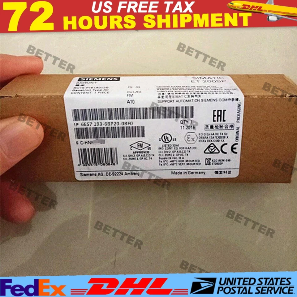 One Siemens 6ES7193-6BP20-0BF0 6ES7 193-6BP20-0BF0 In Box Expedited Shipping - Image 1 of 1